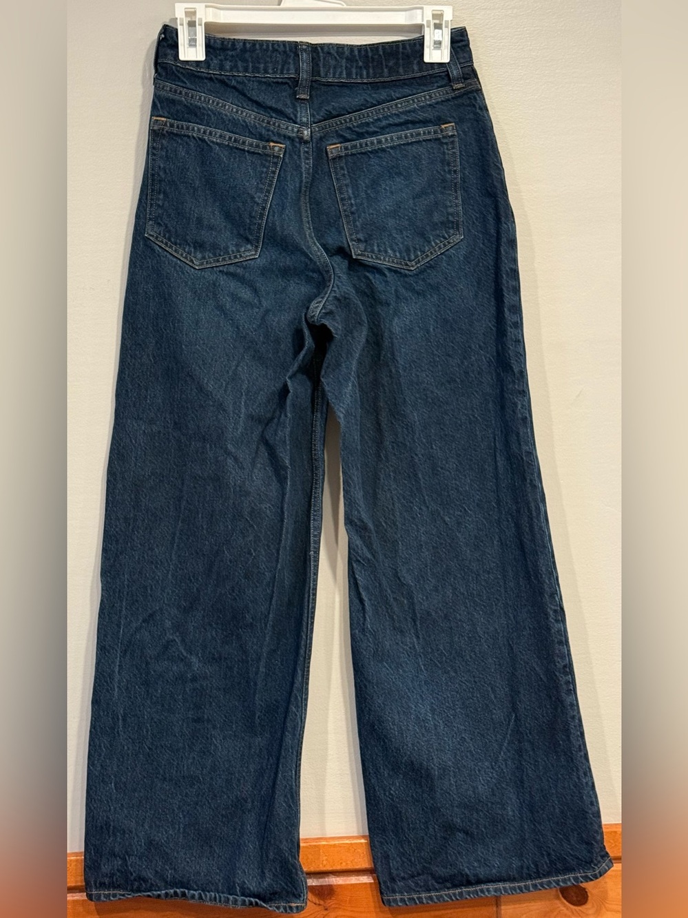 Abercrombie & Fitch Curve Love High Rise Wide Leg Dark Denim Jean 25/0 Short - Picture 3 of 9